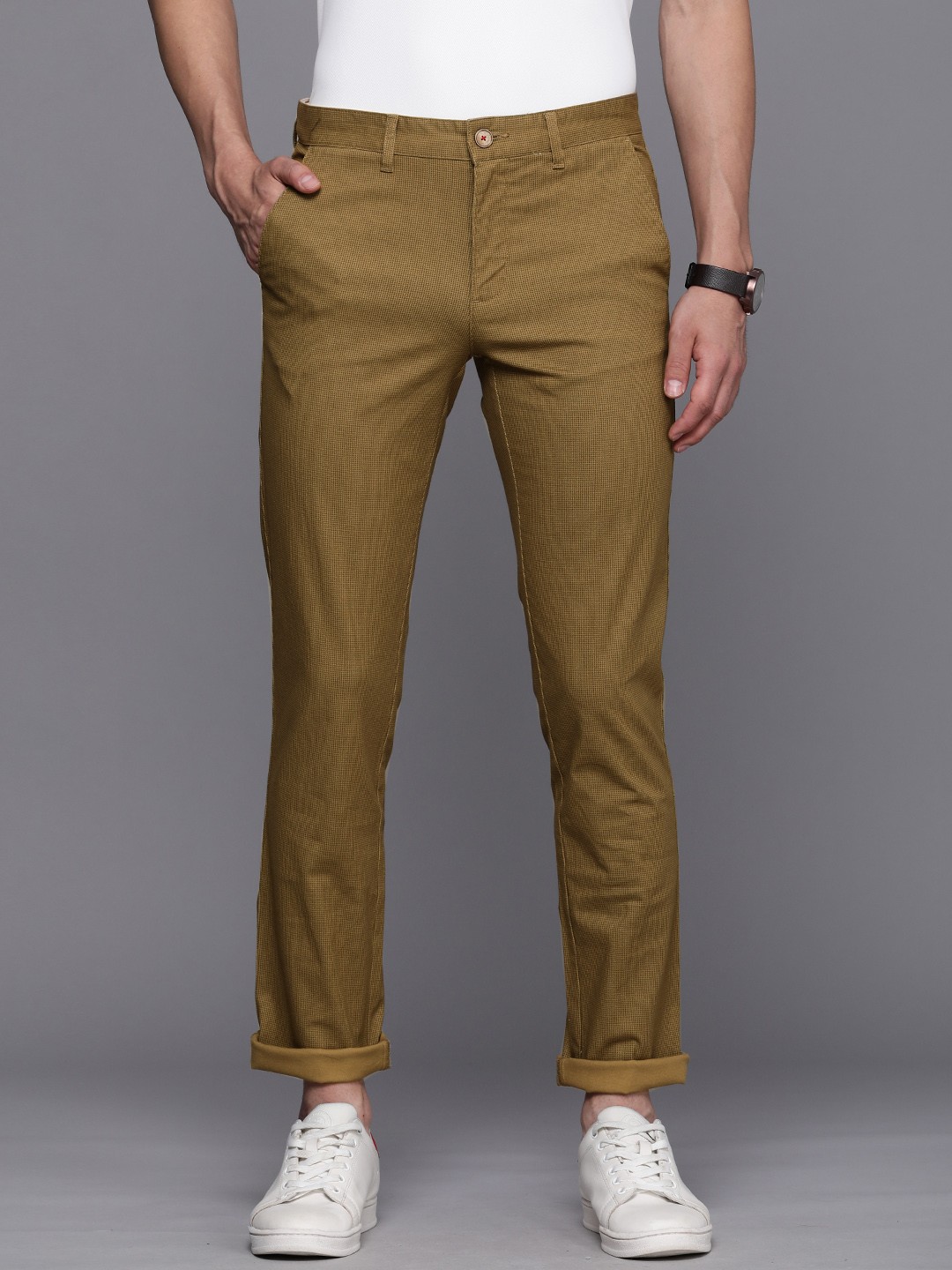 

Louis Philippe Sport Men Khaki Printed Slim Fit Chinos Trousers