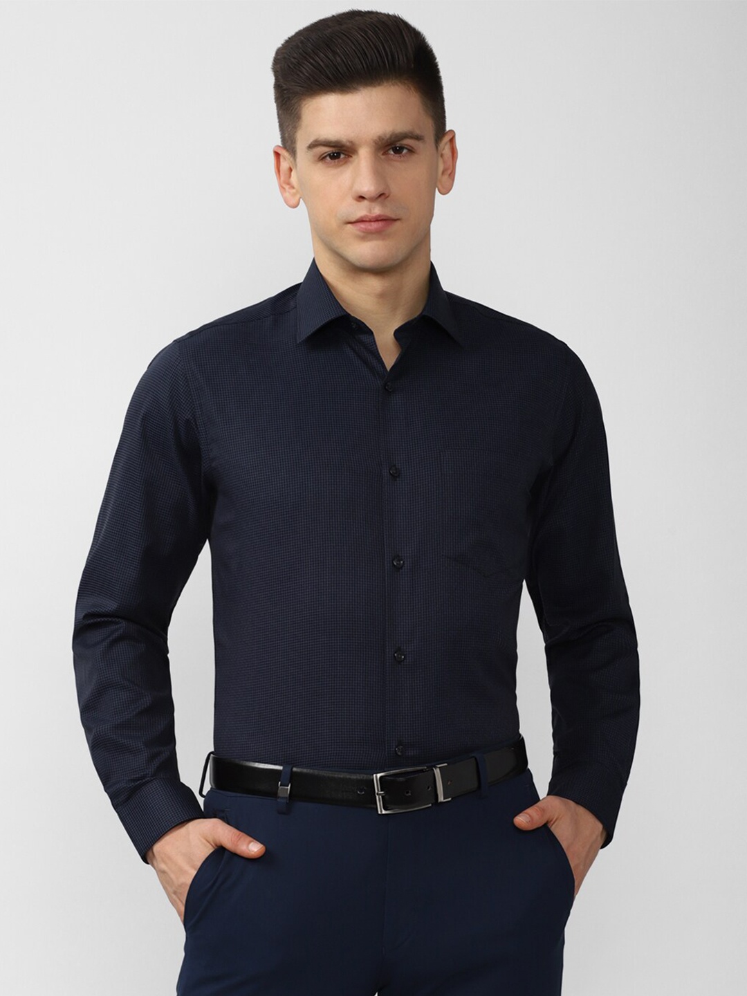 

Van Heusen Men Navy Blue Formal Shirt