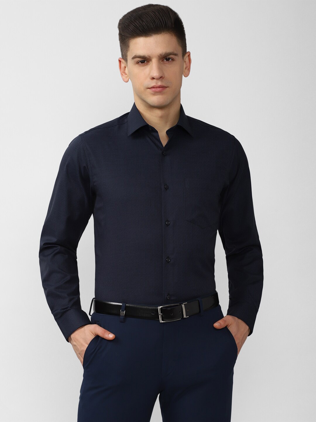 

Van Heusen Men Navy Blue Formal Shirt
