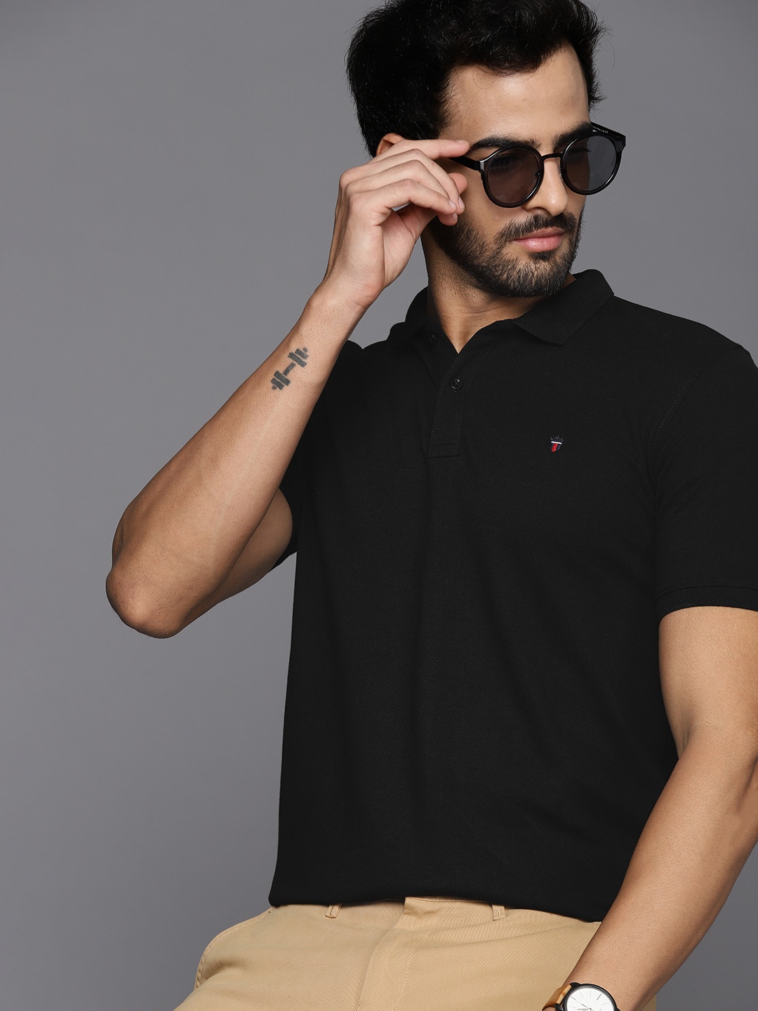 

Louis Philippe Sport Men Black Polo Collar T-shirt