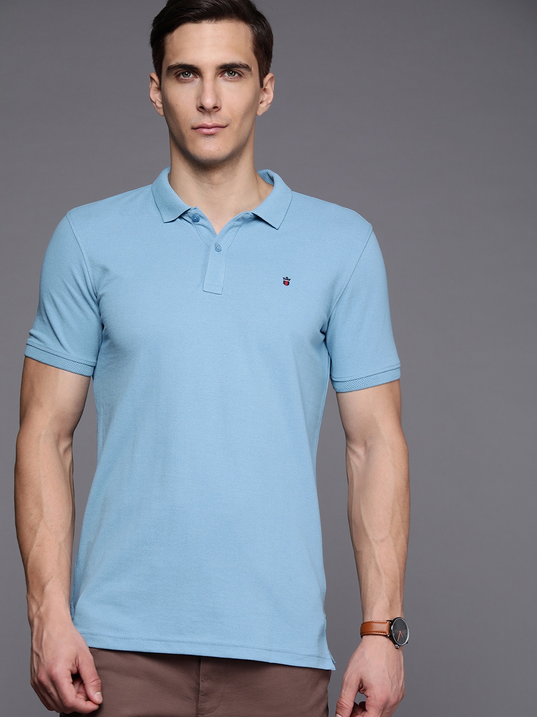 

Louis Philippe Sport Men Blue Polo Collar T-shirt