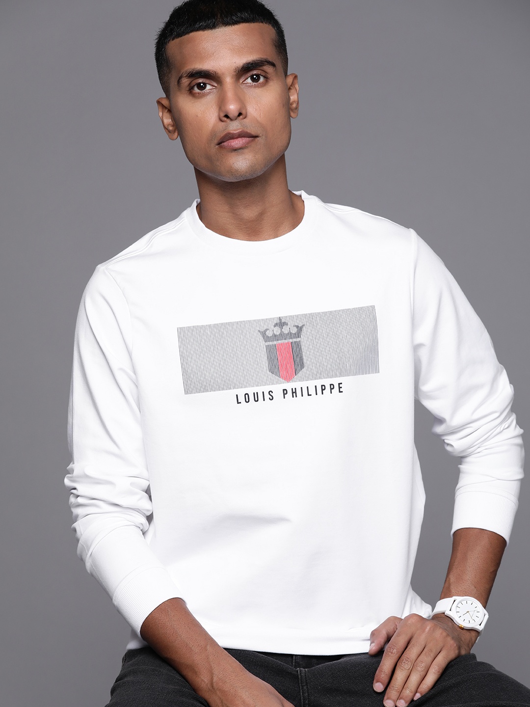 

Louis Philippe Sport Men White Printed Sweatshirt