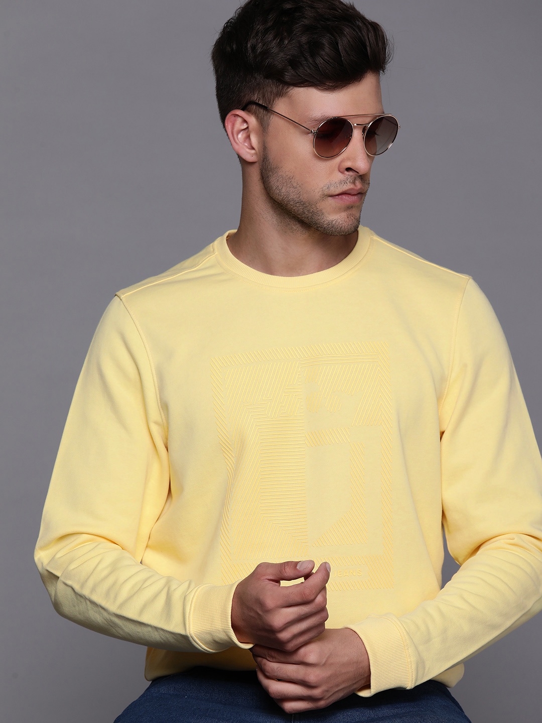 

Louis Philippe Jeans Men Yellow Sweatshirt