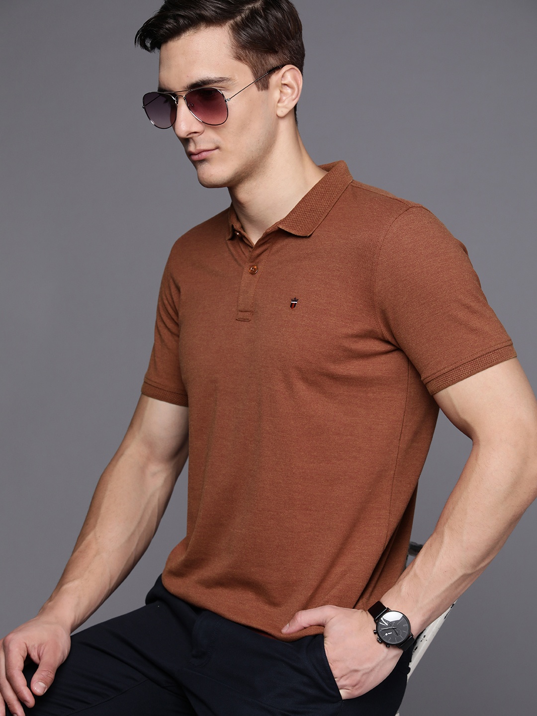 

Louis Philippe Sport Men Brown Polo Collar T-shirt