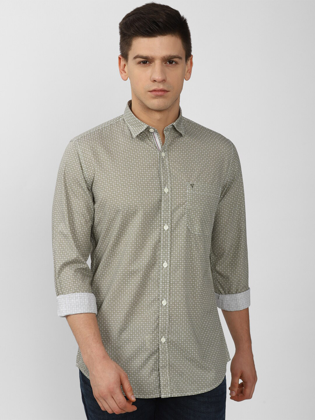 

Van Heusen Sport Men Olive Green Slim Fit Printed Casual Shirt