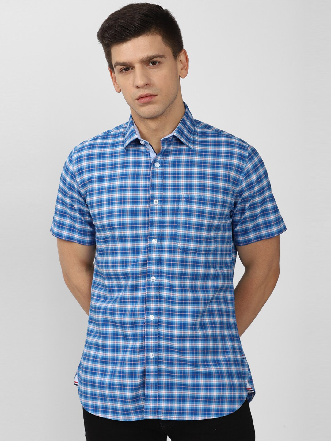 

Van Heusen Sport Men Blue Slim Fit Checked Casual Shirt