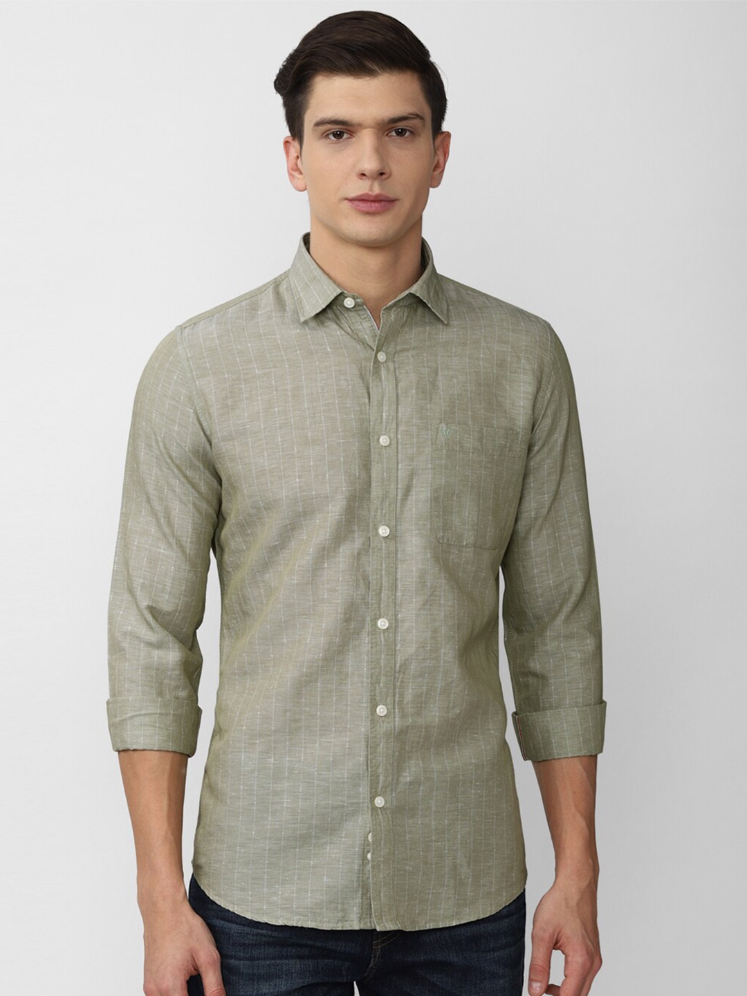 

Van Heusen Sport Men Olive Green Slim Fit Casual Shirt