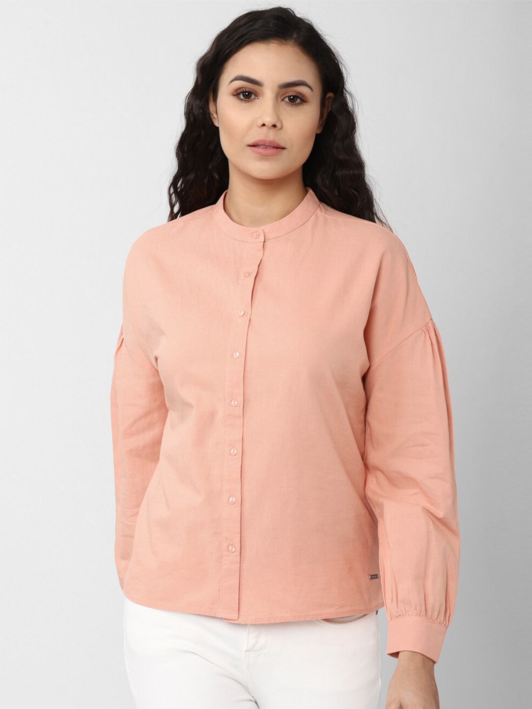 

Van Heusen Woman Women Peach-Coloured Casual Shirt