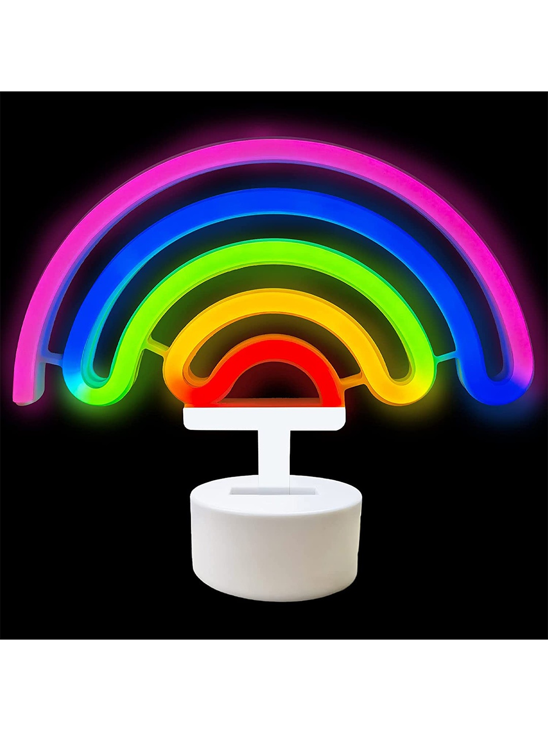 

XERGY Rainbow Battery Operated LED Neon Light with Holder Base, Multi