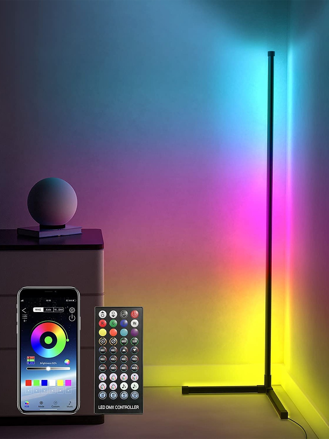 

XERGY Yellow & Blue Solid RGB Color Changing Floor Lamp with Remote