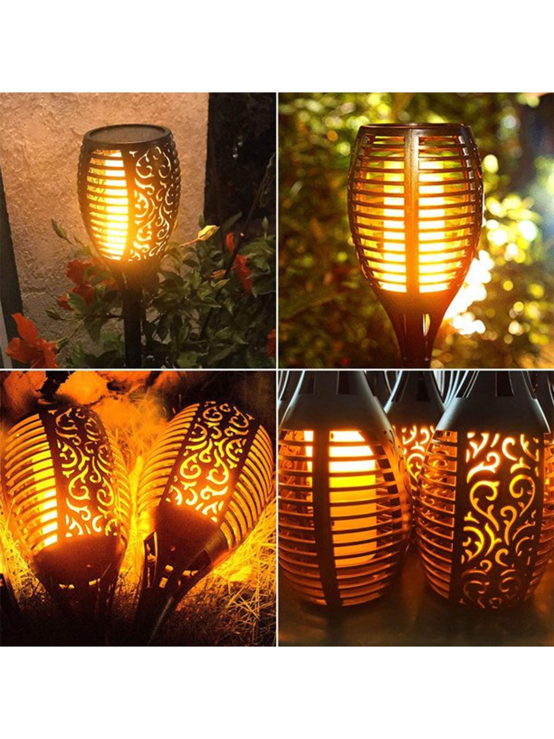 

XERGY Pack Of 2 Black Solar Mashaal Flame 96 LED Outdoor Lamp