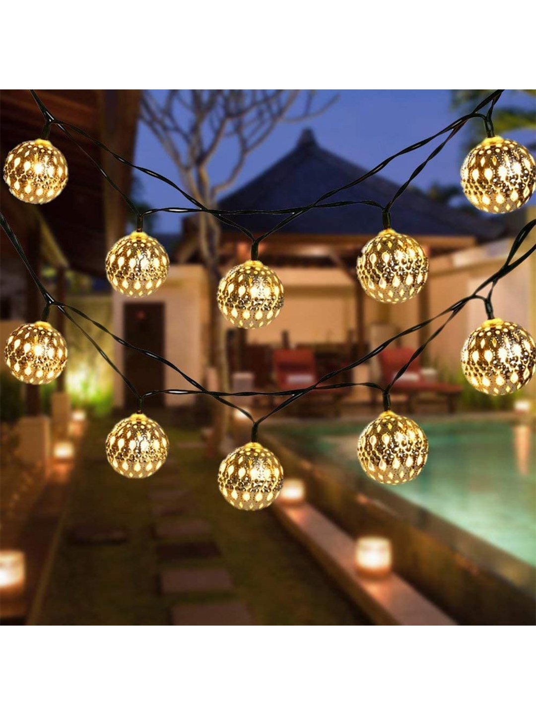 

XERGY yellow Solar Moroccan Ball String Lights