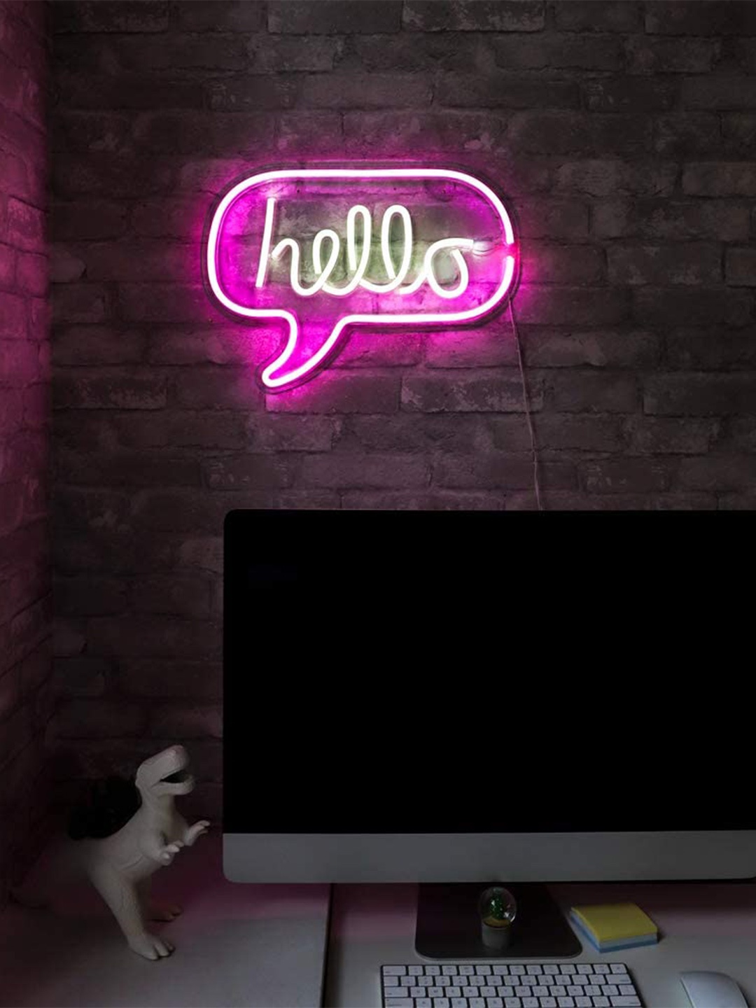

XERGY Neon Pink LED Hello Word Bubble Wall Sign Decor