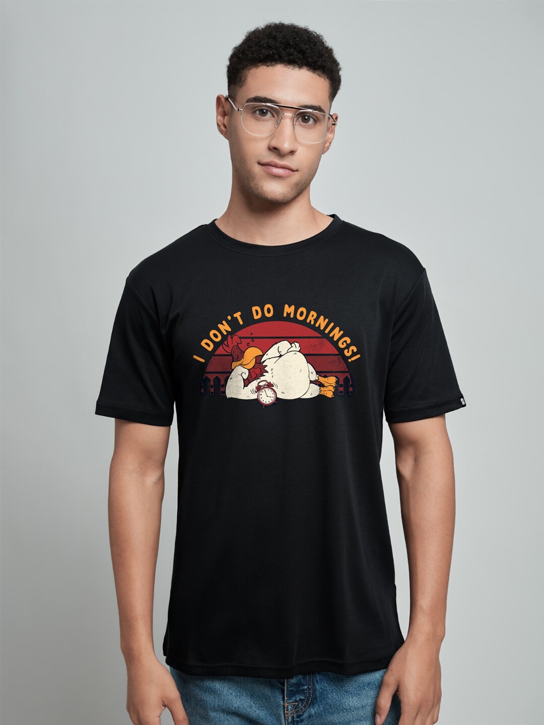 

The Souled Store Men Black Typography Printed Applique T-shirt