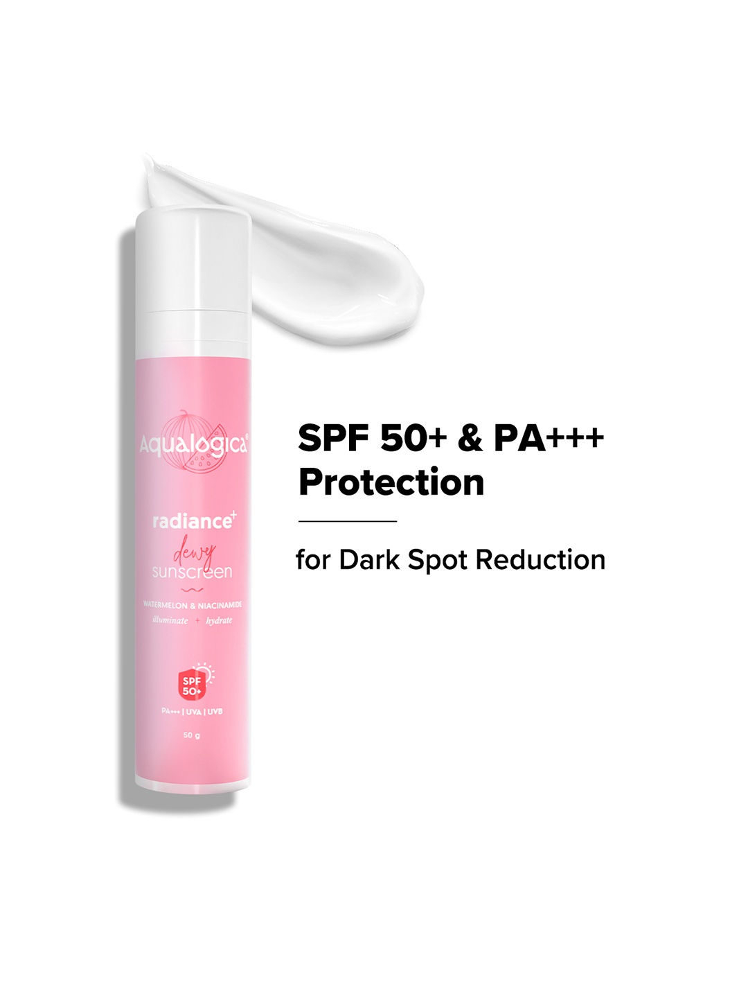 

Aqualogica Radiance+ SPF50 PA+++ Dewy Sunscreen with Watermelon & Niacinamide - 50 g, Blue