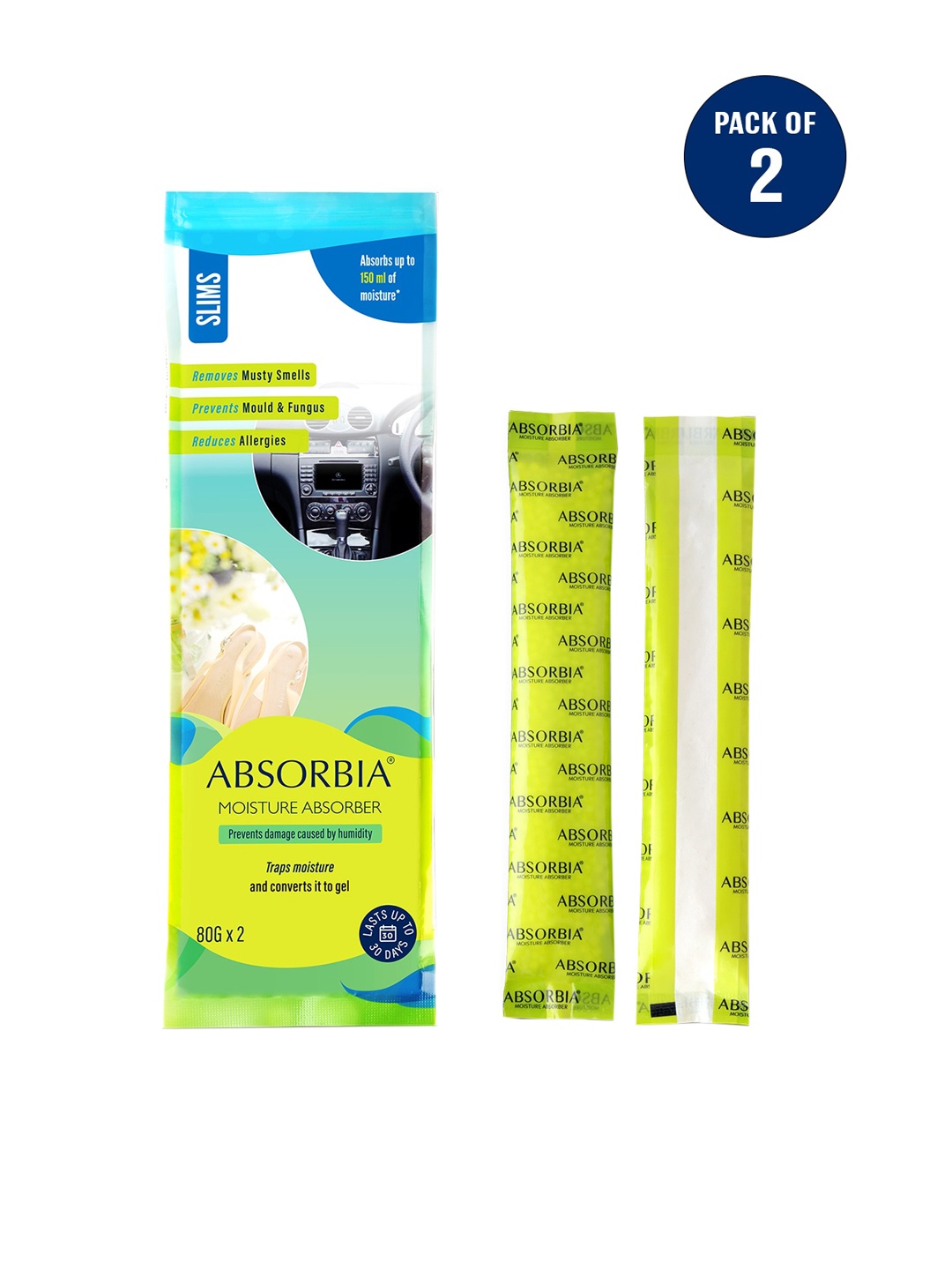 

Absorbia Set of 2 White Moisture Absorber, Transparent