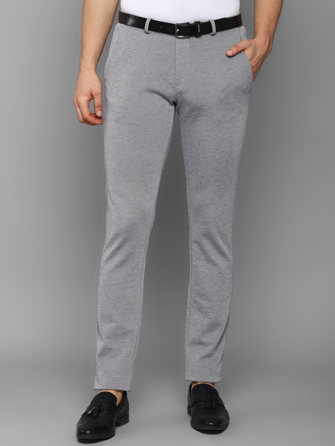 

Allen Solly Men Grey Textured Slim Fit Trousers