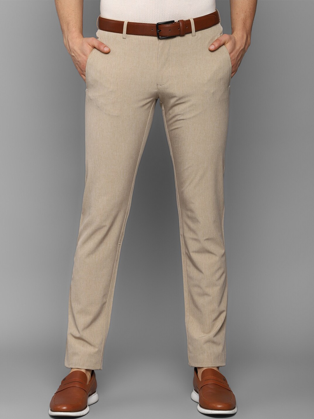 

Allen Solly Men Khaki Textured Slim Fit Chinos Trousers
