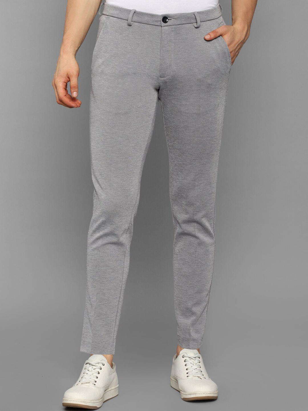 

Allen Solly Men Grey Textured Slim Fit Trousers