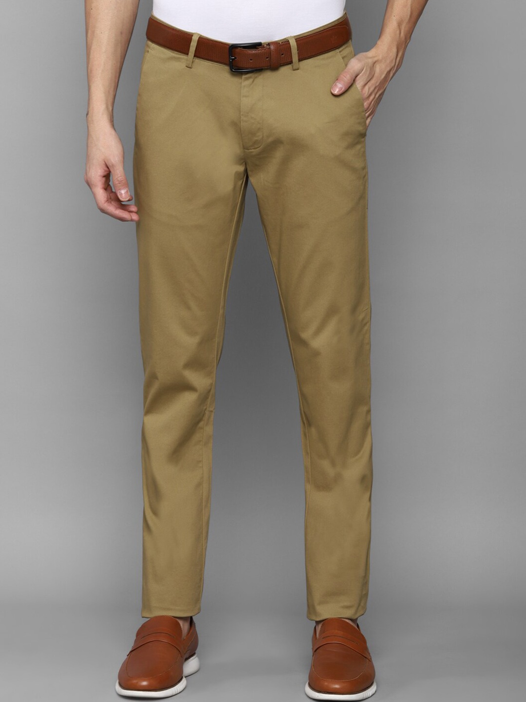 

Allen Solly Men Khaki Textured Chinos Trousers