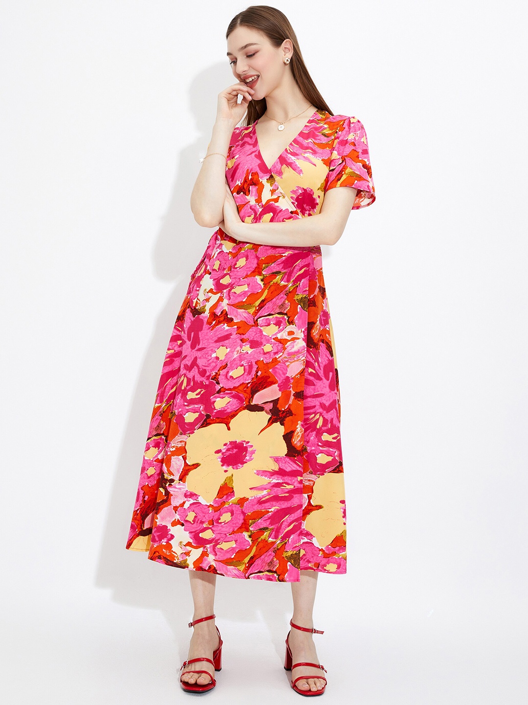 

URBANIC Red Midi Dress