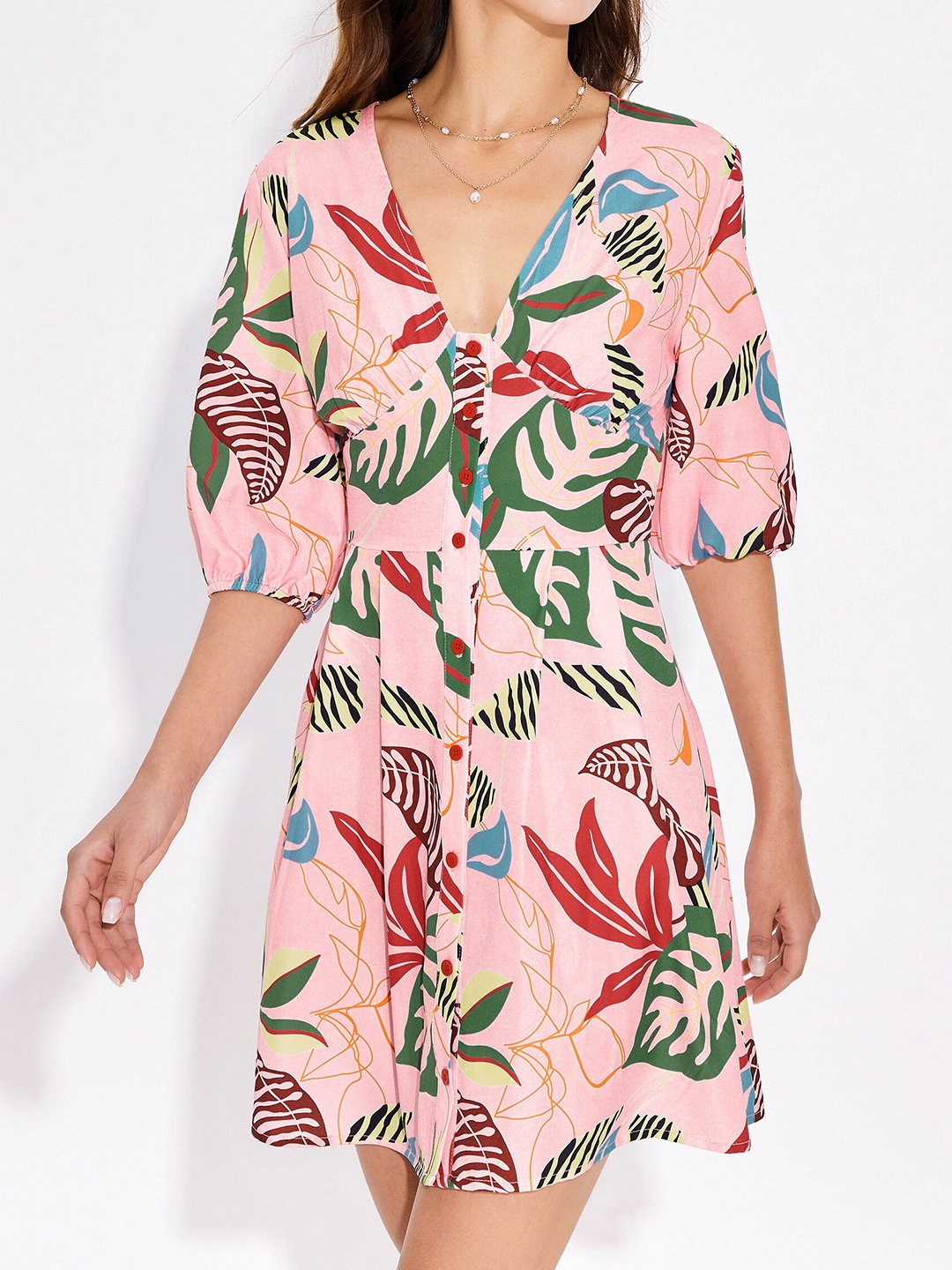 

URBANIC Pink Tropical Dress