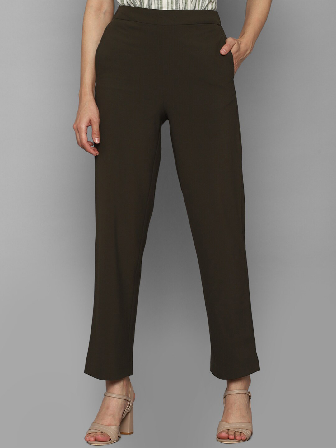 

Allen Solly Woman Women Olive Green Trousers
