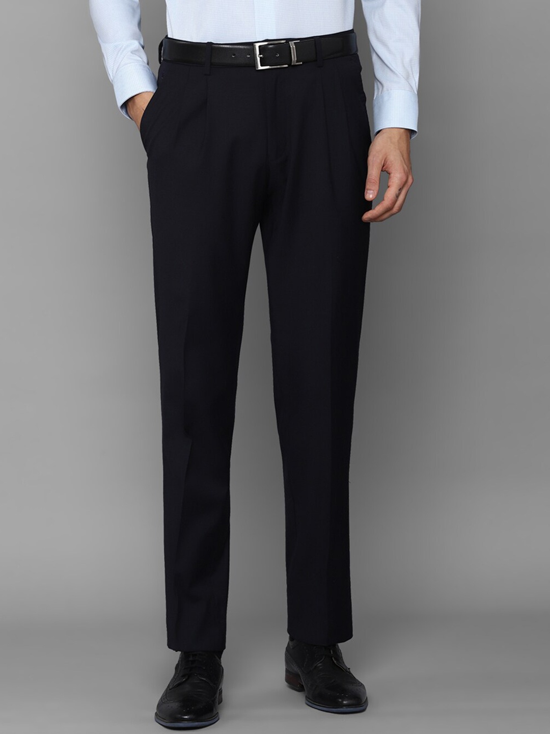 

Louis Philippe Men Black Pleated Trousers