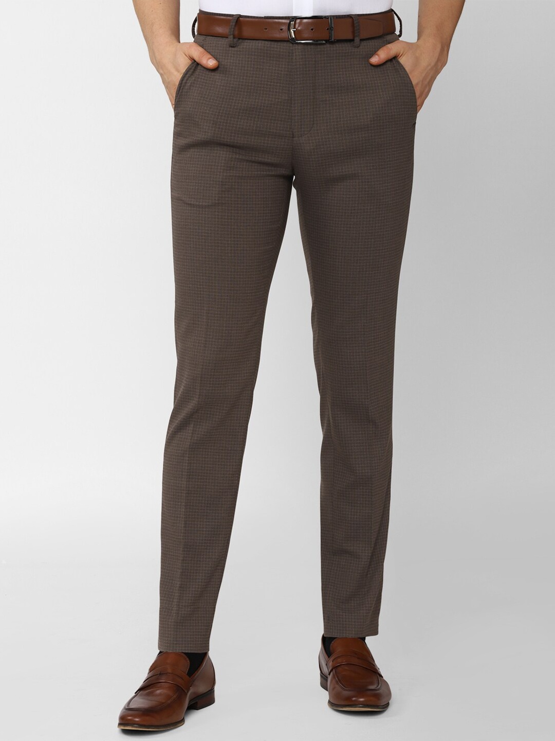 

Peter England Men Brown Slim Fit Trousers