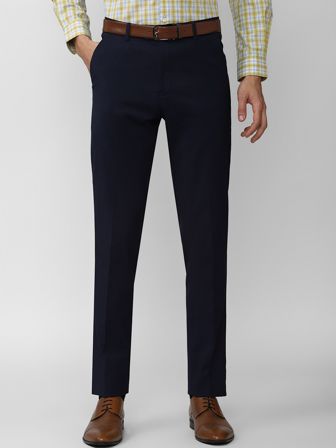 

Peter England Men Navy Blue Slim Fit Trousers