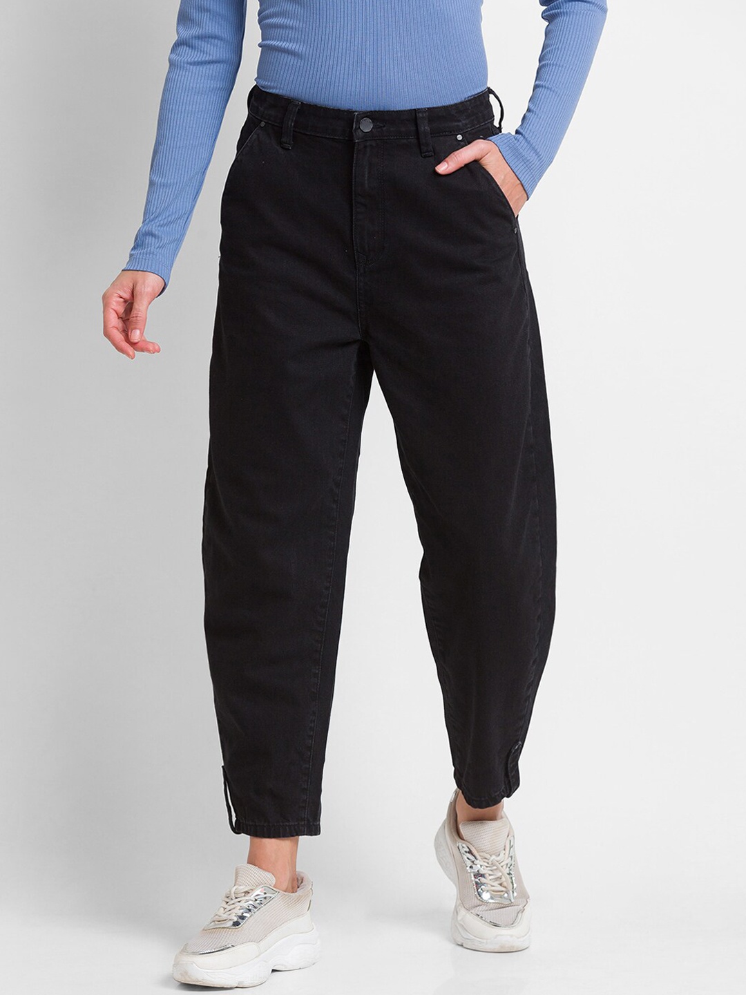 

SPYKAR Women Black Boyfriend Fit High-Rise Jeans