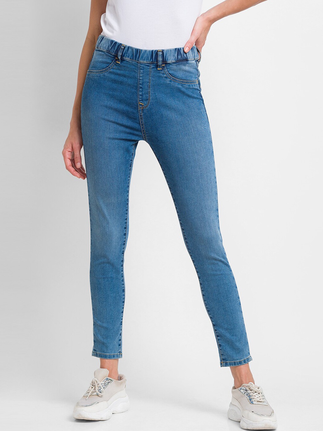 

SPYKAR Women Blue Super Skinny Fit High-Rise Light Fade Jeans