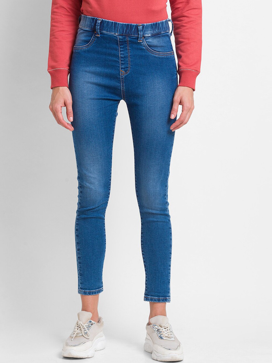 

SPYKAR Women Blue Super Skinny Fit High-Rise Light Fade Jeans