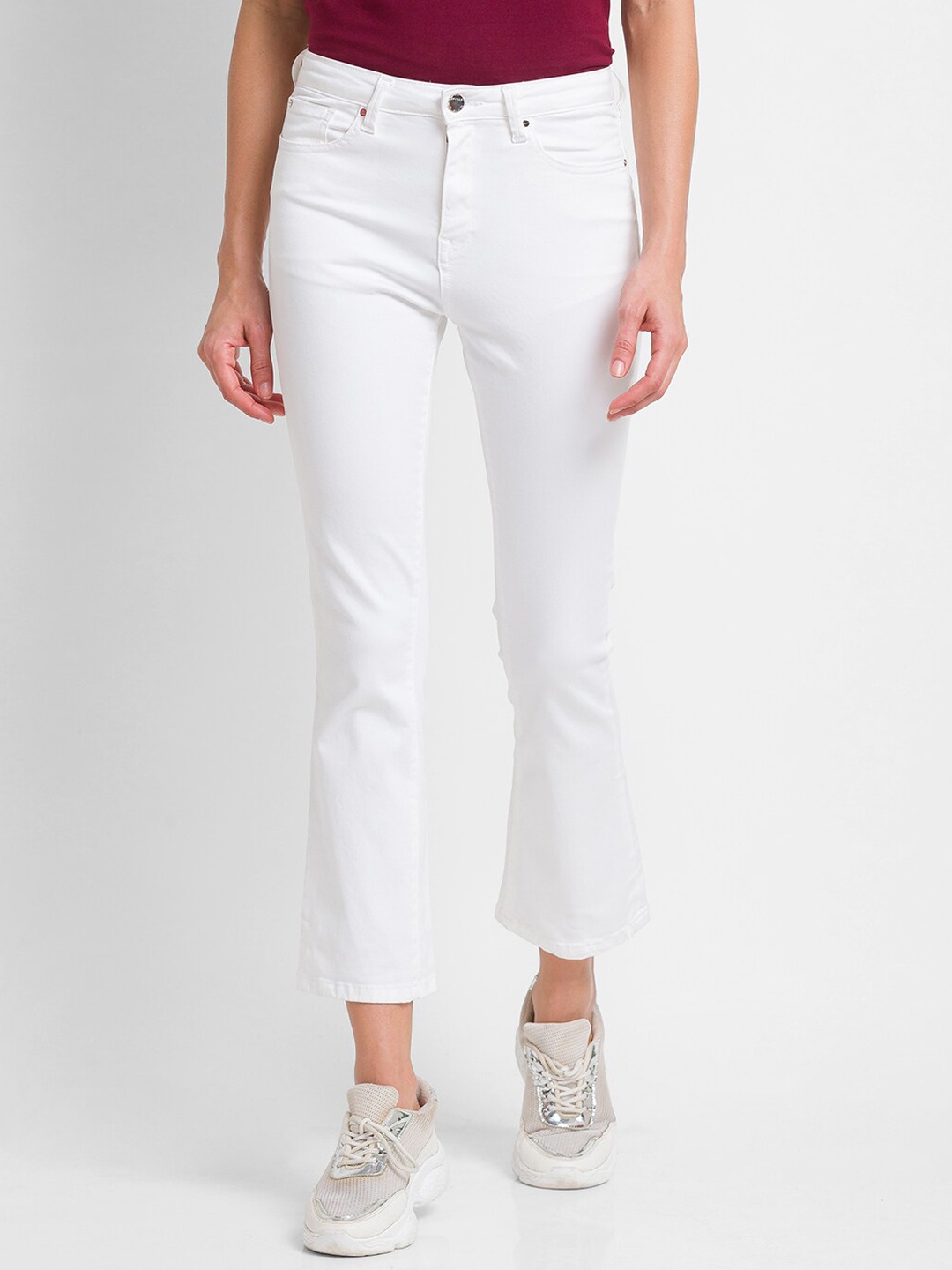 

SPYKAR Women White Elissa Flared High-Rise Jeans