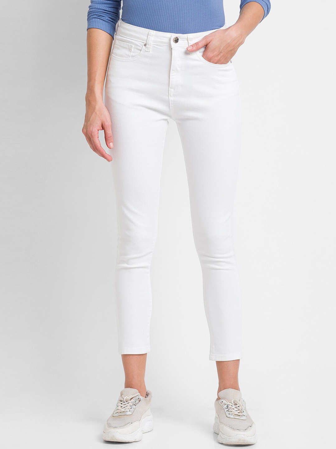 

SPYKAR Women White Super Skinny Fit High-Rise Jeans