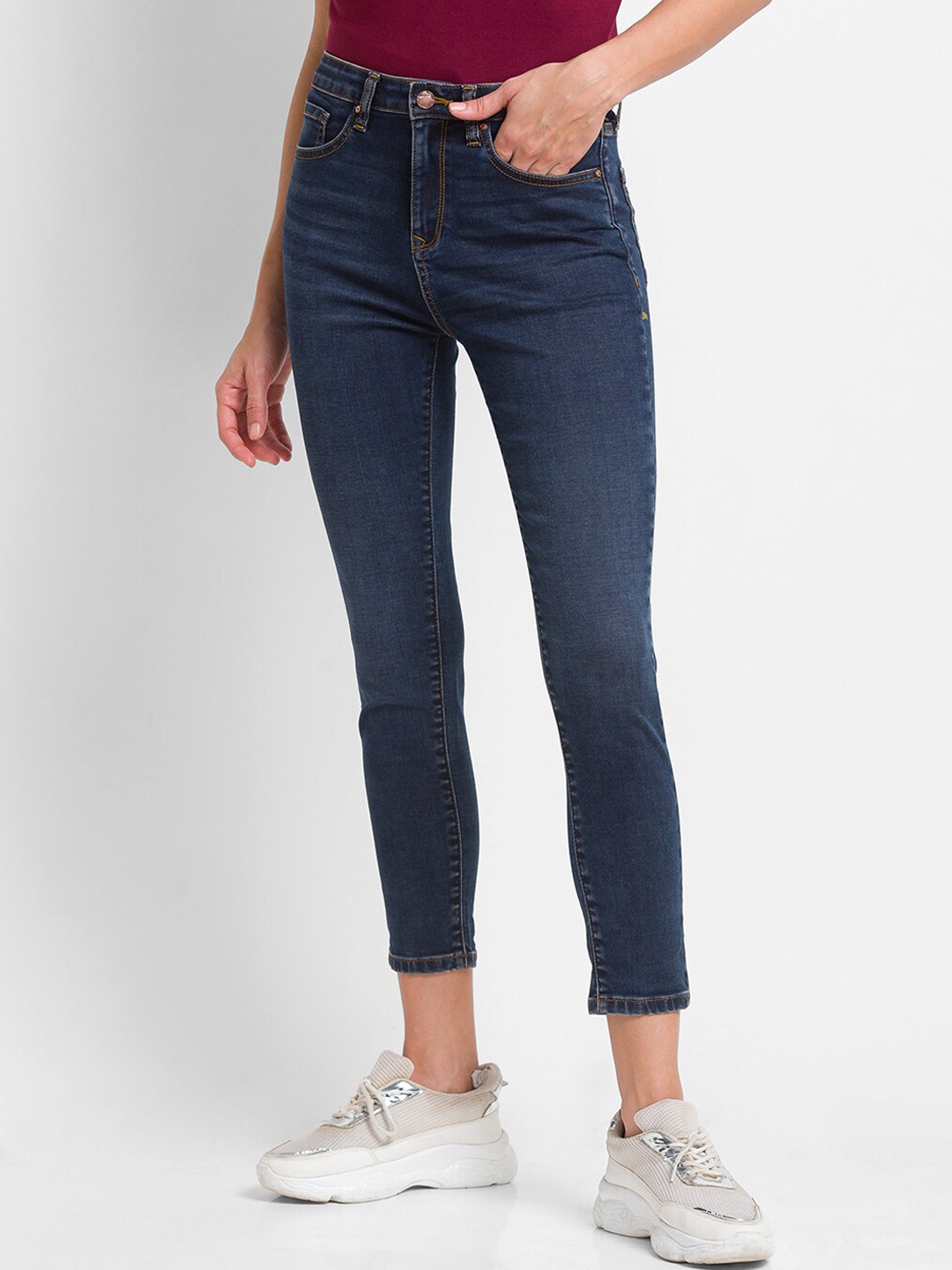 

SPYKAR Women Blue Super Skinny Fit High-Rise Light Fade Jeans