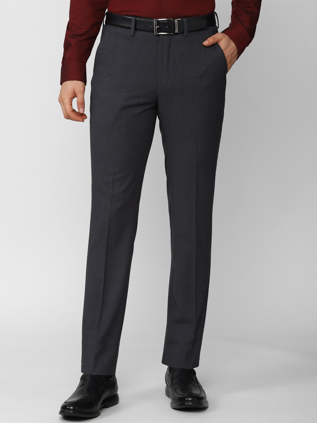 

Peter England Elite Men Grey Slim Fit Trousers