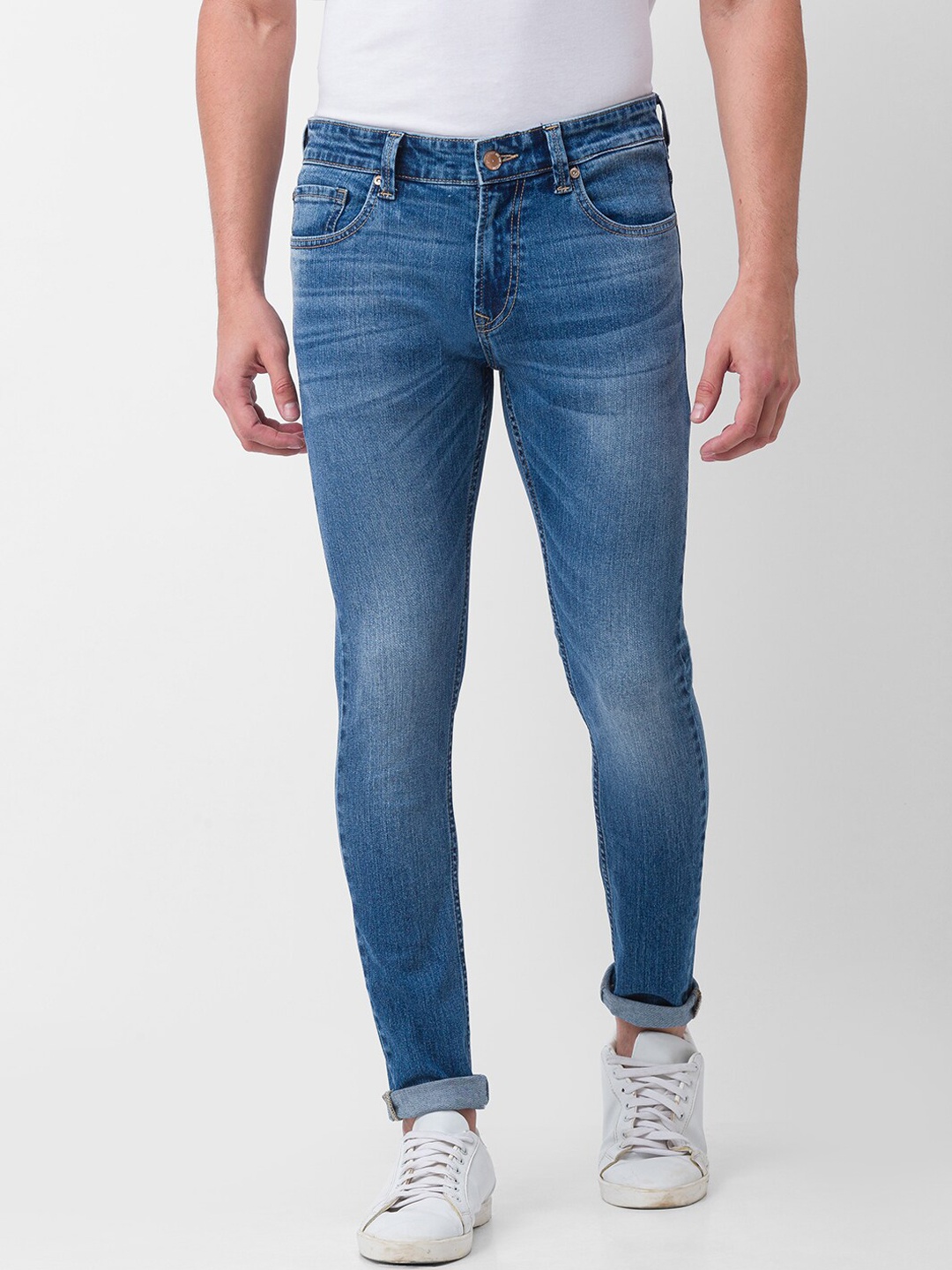 

SPYKAR Men Blue Skinny Fit Low-Rise Heavy Fade Jeans