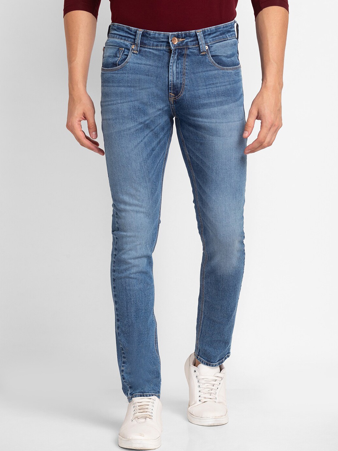 

SPYKAR Men Blue Skinny Fit Low-Rise Heavy Fade Jeans