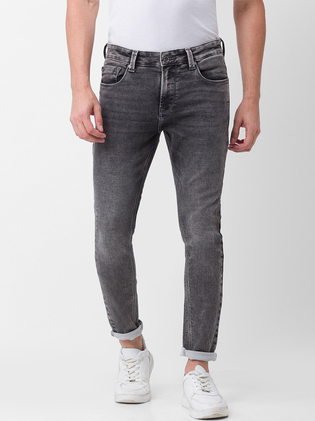 

SPYKAR Men Grey Kano Slim Fit Heavy Fade Jeans
