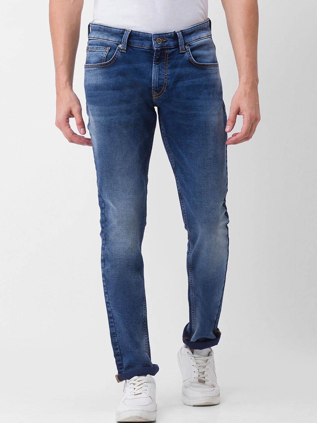 

SPYKAR Men Blue Slim Fit Low-Rise Heavy Fade Jeans