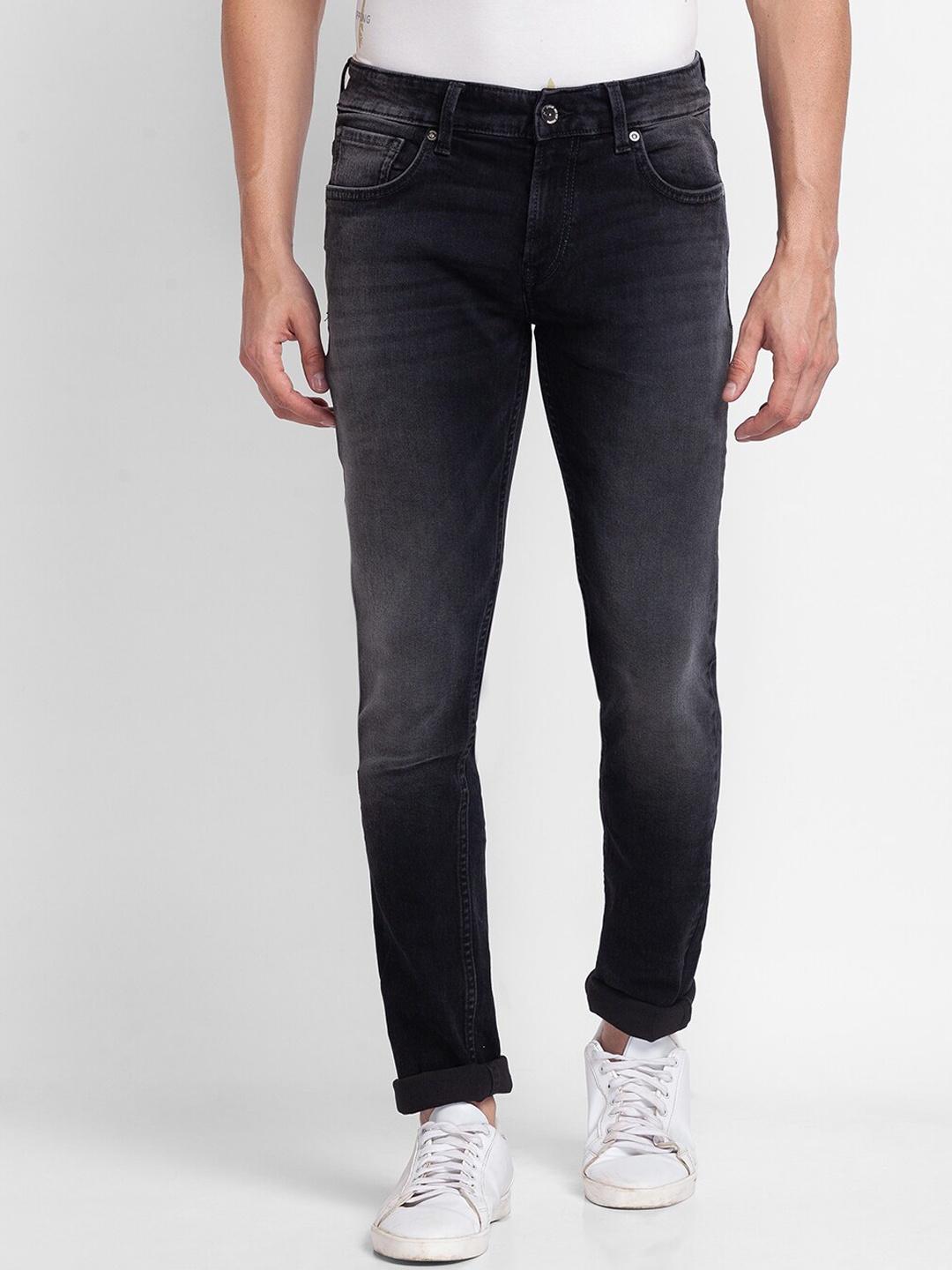 

SPYKAR Men Black Slim Fit Low-Rise Low Distress Light Fade Jeans