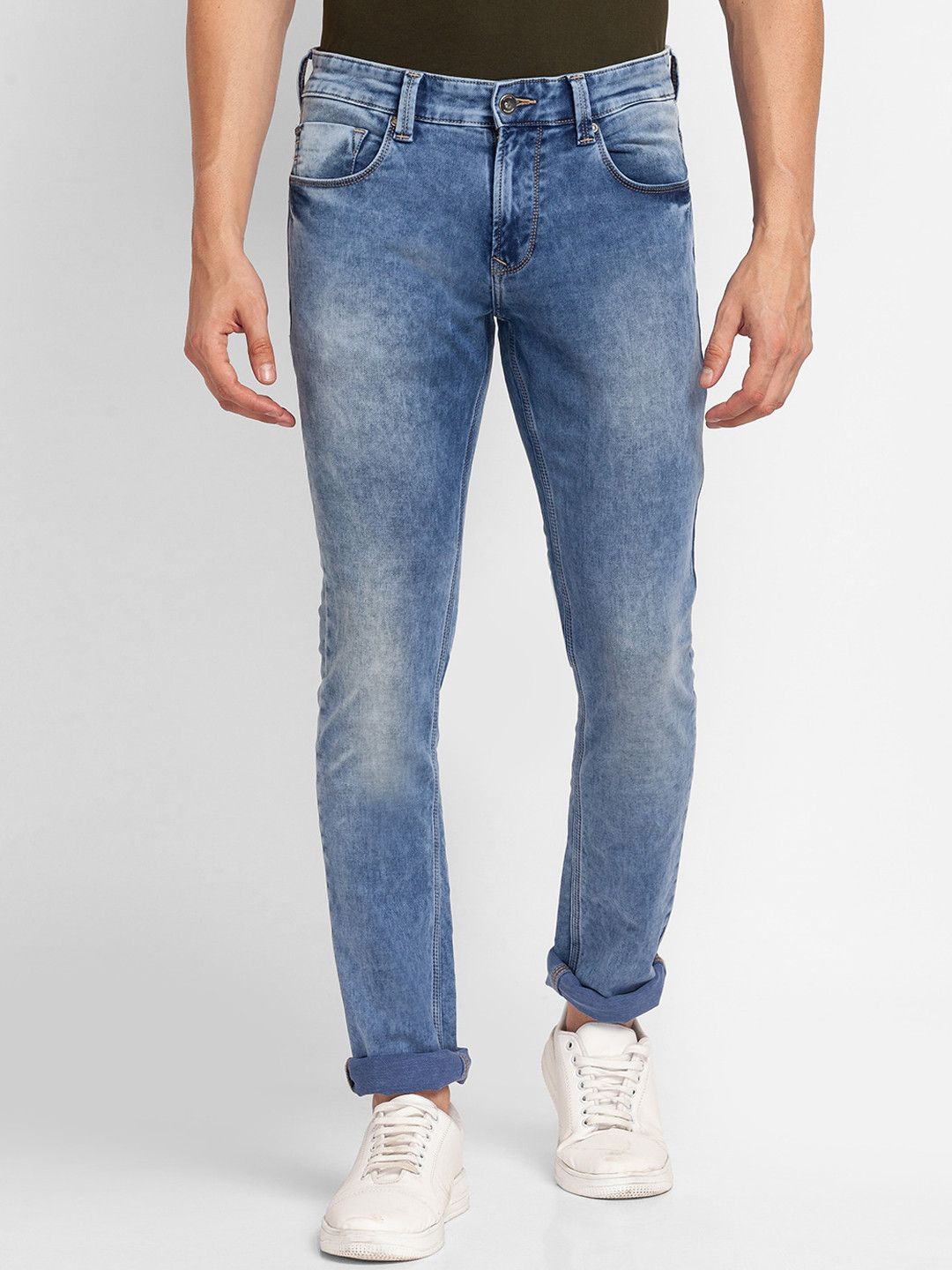 

SPYKAR Men Blue Slim Fit Low-Rise Heavy Fade Jeans