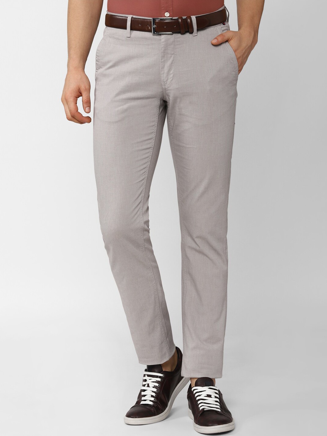 

Van Heusen Sport Men Grey Textured Slim Fit Trousers