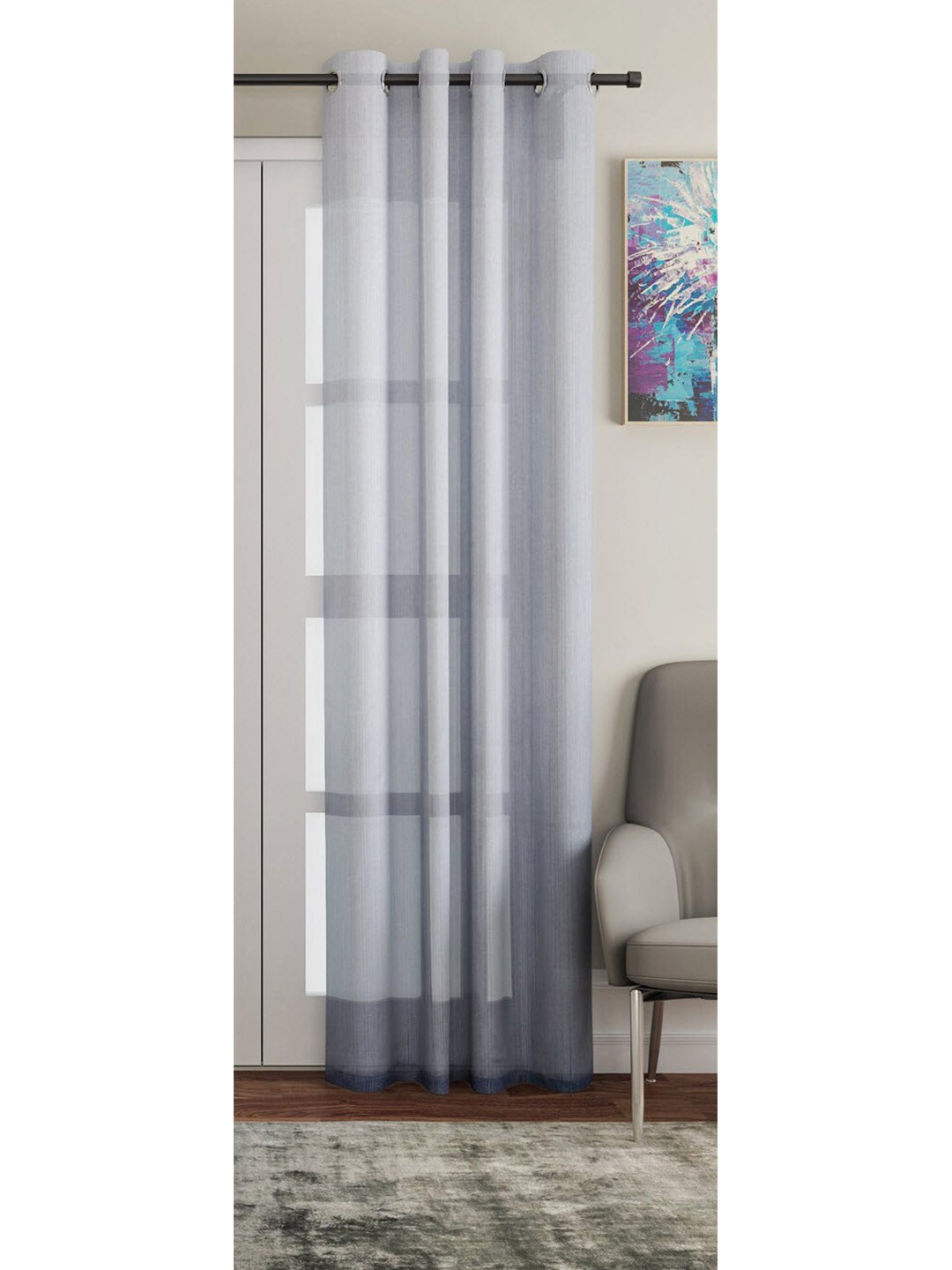 

Lushomes Grey & White Striped Door Curtain