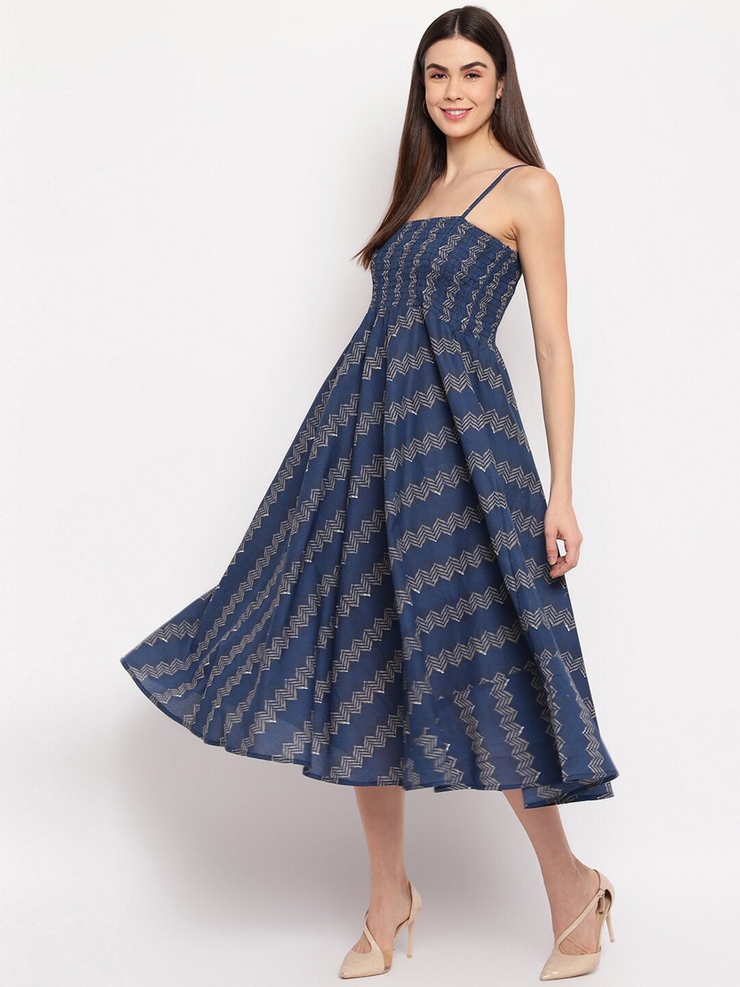 

Aawari Multicoloured Ethnic Motifs A-Line Midi Dress, Multi