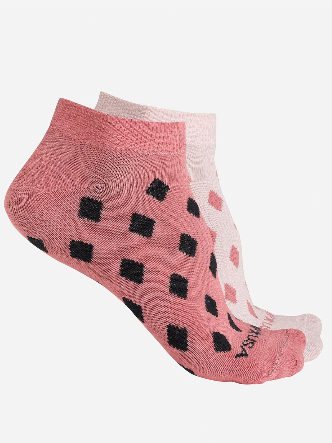 

JUMP USA Women Pack of 2 Printed Cotton Ankle-Length Socks, Pink