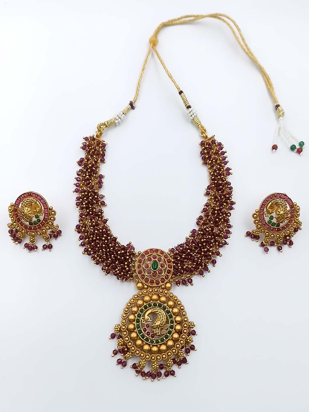 

StileAdda Gold-Plated Red Stone Studded Jewellery Set