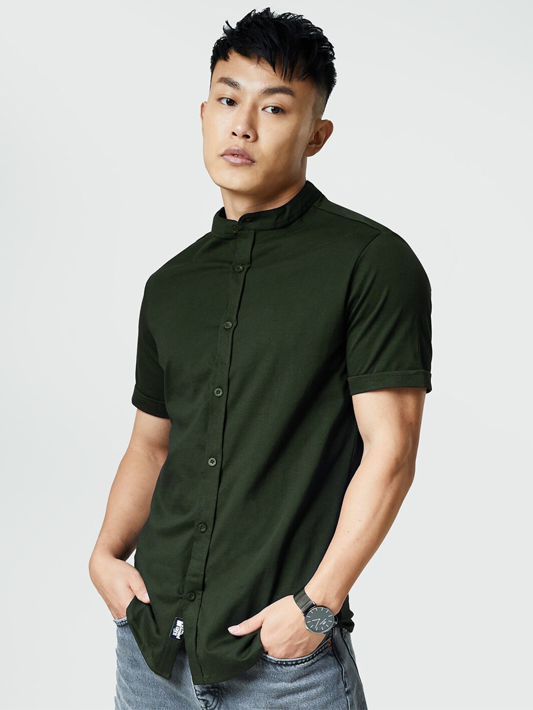 

The Souled Store Men Olive Green Casual Shirt