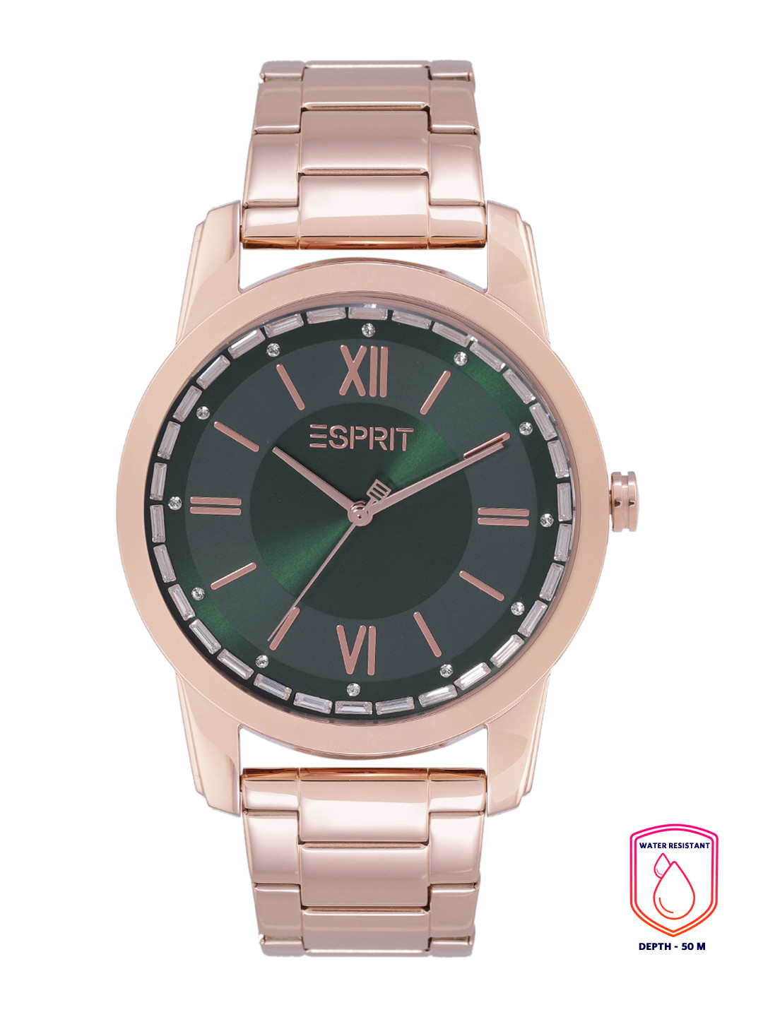 

ESPRIT Women Green Dial & Gold Toned Bracelet Style Alaina Analogue Watch ES1L325M0085